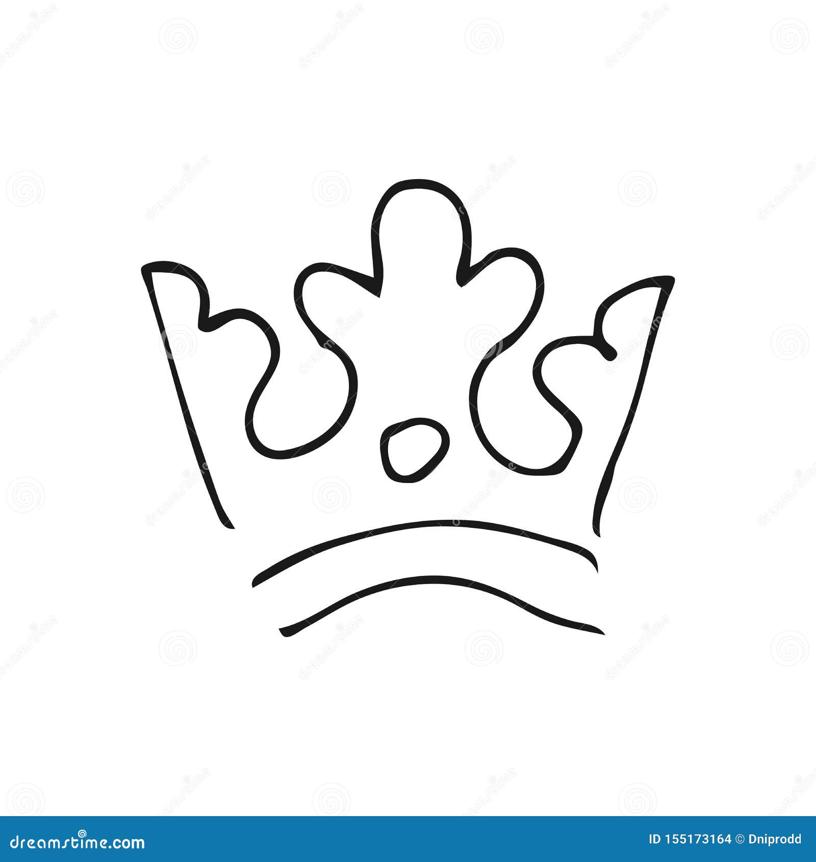 Simple Graffiti Sketch Queen or King Crown Stock Vector - Illustration ...