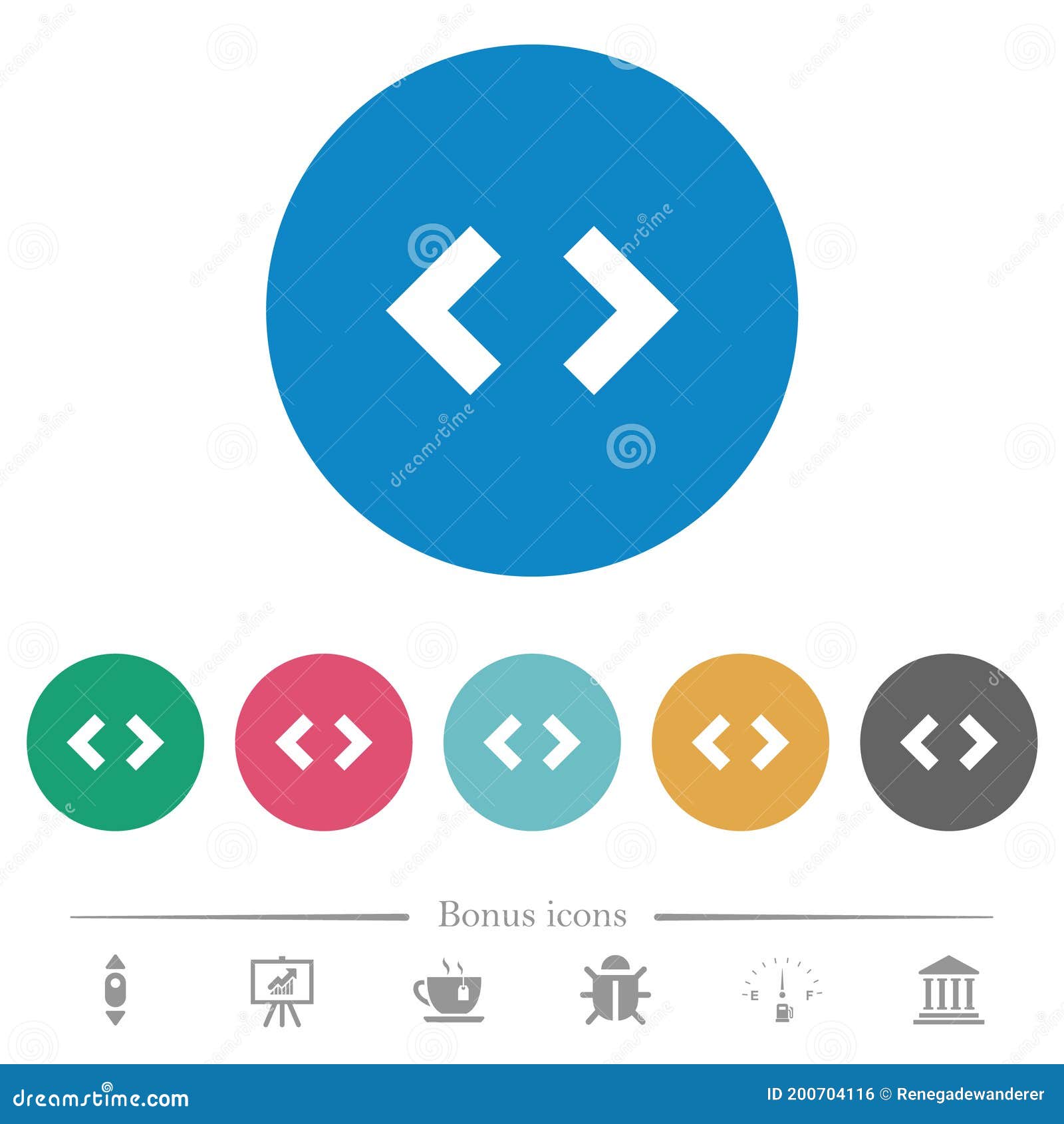 script code flat round icons