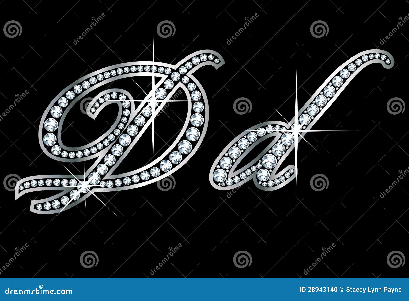 script diamond bling dd letters