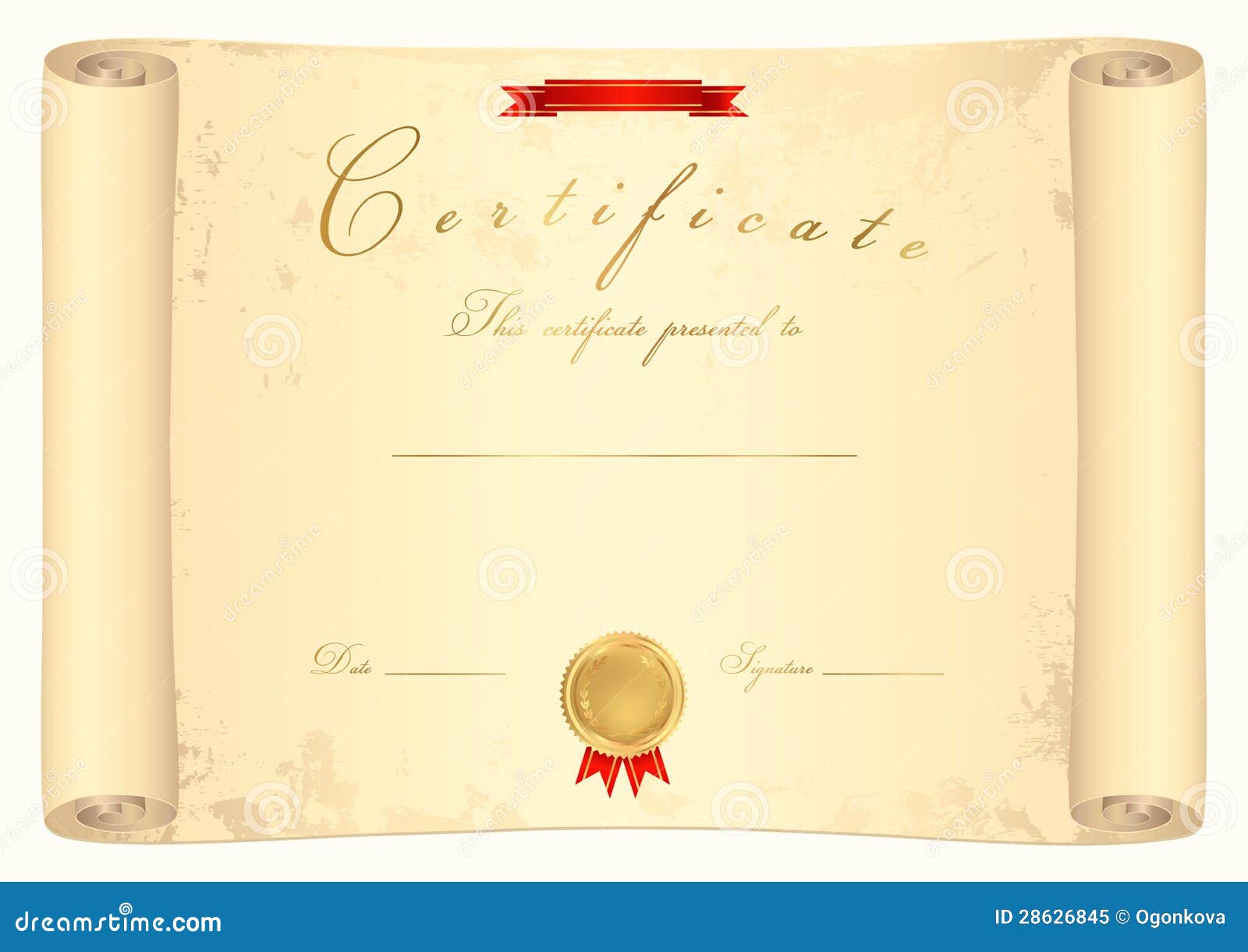 Scroll certificate stock vector. Illustration of gold - 20 For Certificate Scroll Template