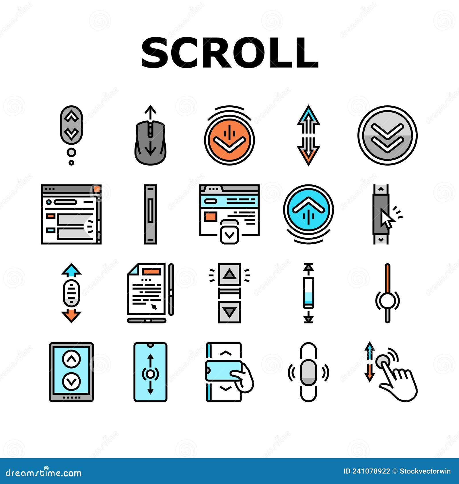 Scroll Computer Mouse Cursor Icons Set Vector Stock Vector