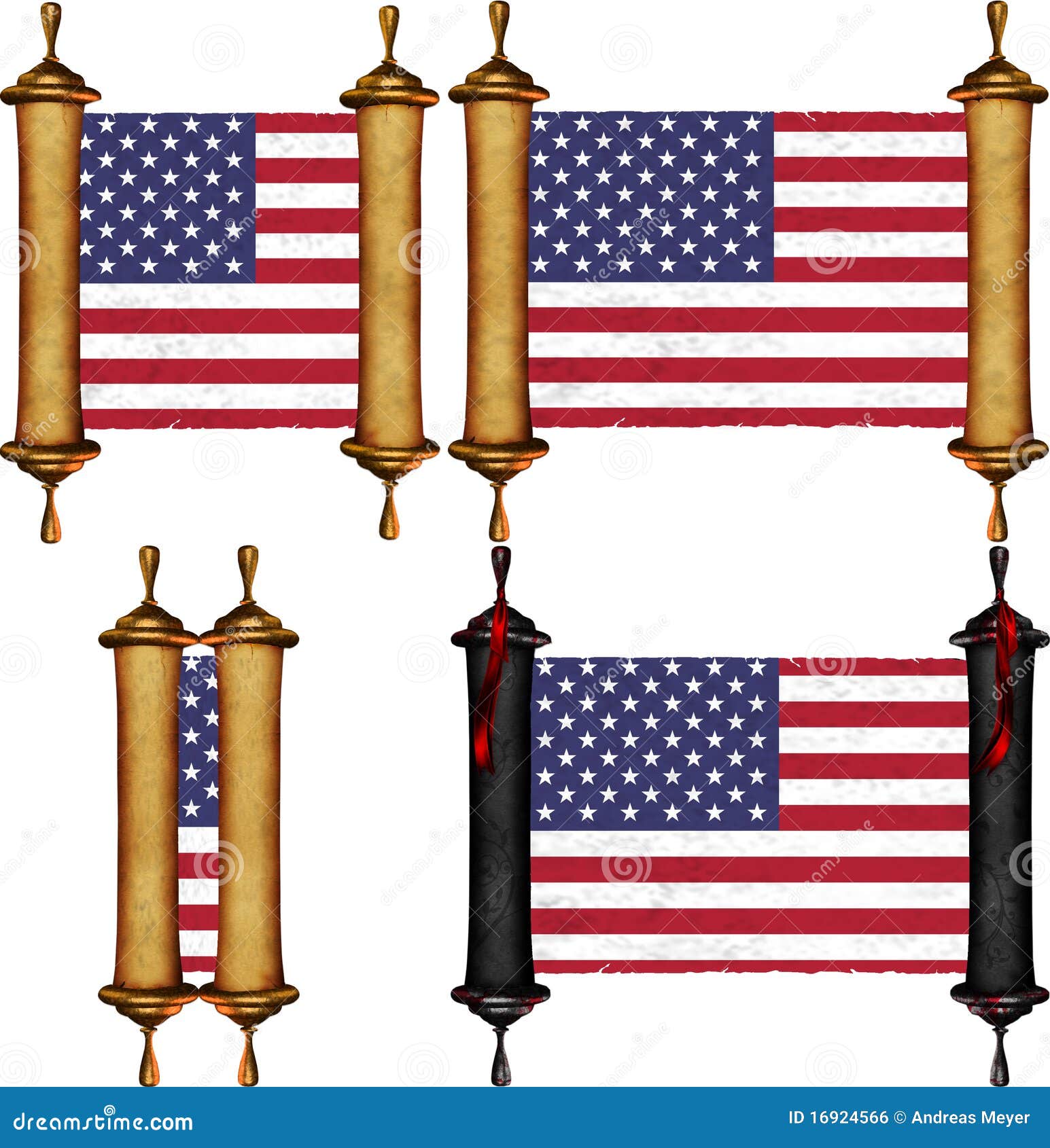 Scroll with the Flag from America Stock Illustration Illustration of