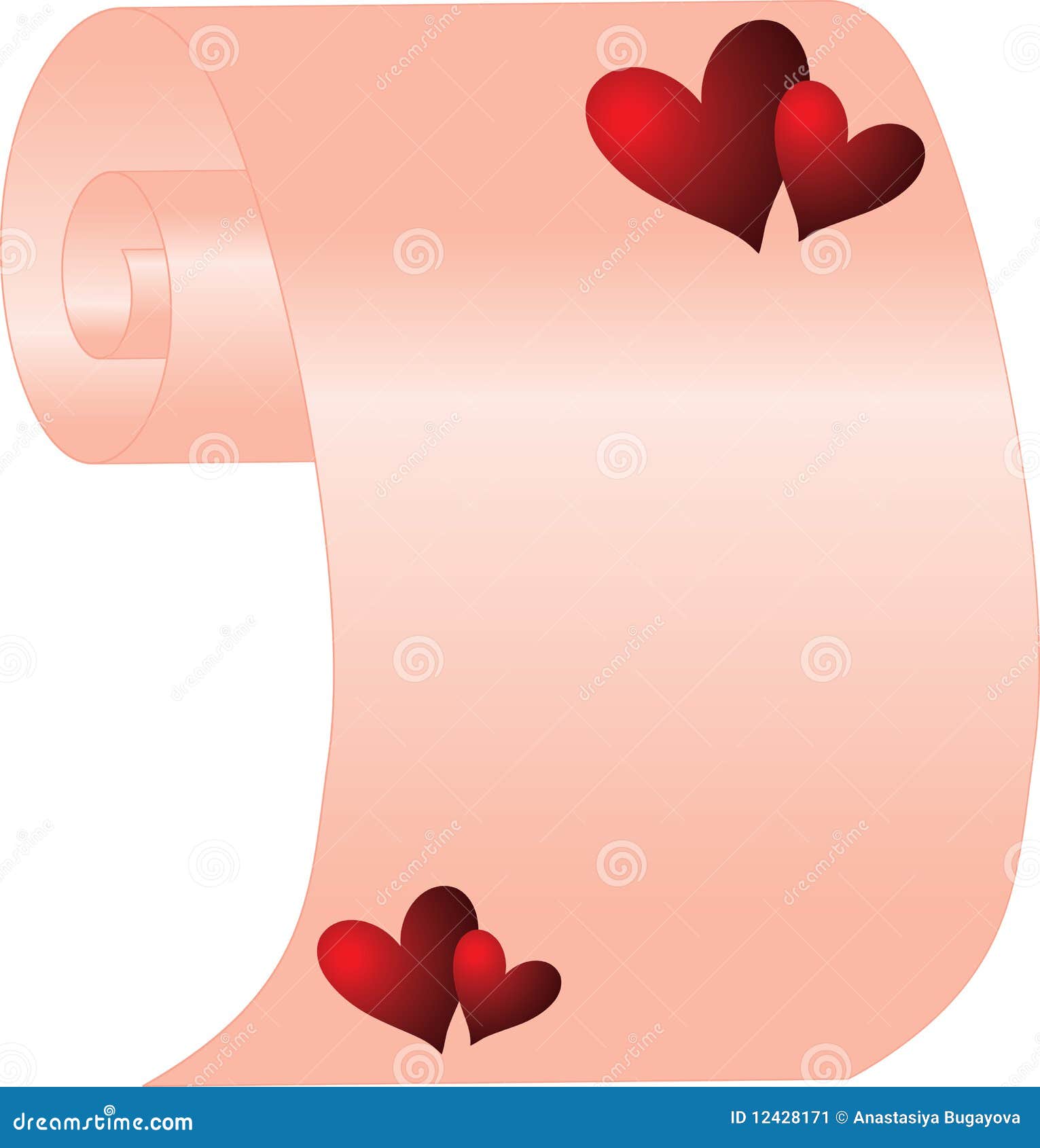 Scroll with hearts stock vector. Illustration of love - 12428171