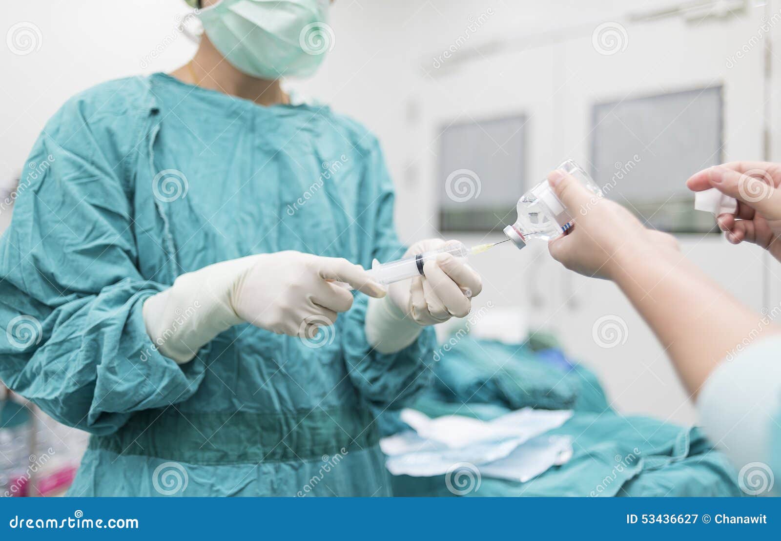 Scrub Nurse Preparing Medical Solution Stock Image Image of hospital