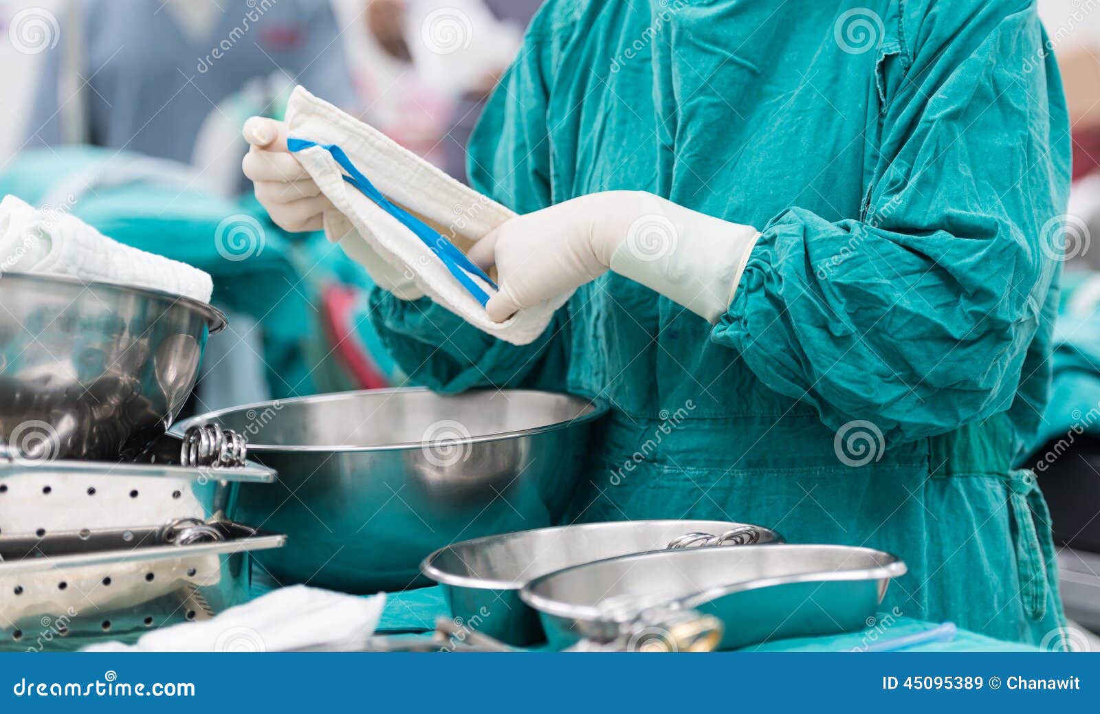Scrub Nurse Preparing Tools for Operation Stock Image Image of scalpel, forceps 45095389