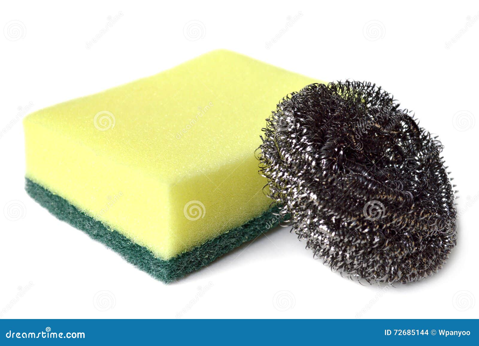 Scrub Sponge and Steel Wool Stock Photo Image of steel, dishwashing 72685144