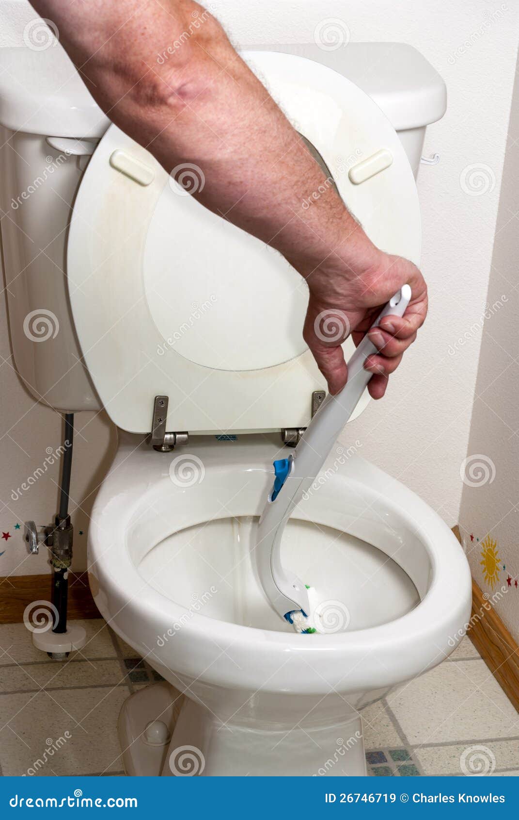 Scrubbing a Toilet with a Wand Stock Image Image of cleanser, brush 26746719