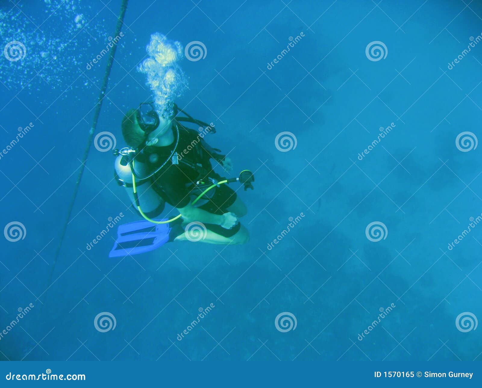 Scuba Diver Blowing Bubbles Underwater Royalty Free Stock Photo Image