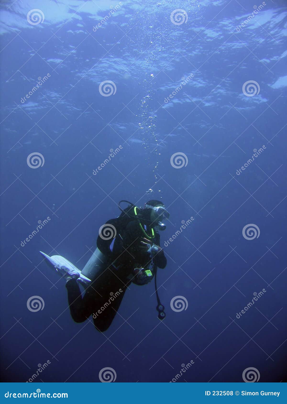 Scuba Diver safety stop stock photo. Image of equip, extreme 232508