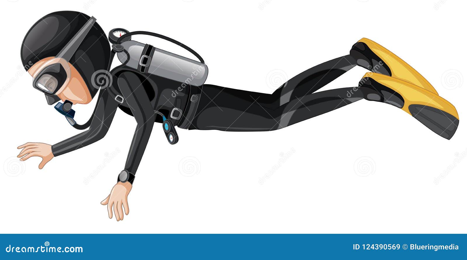 Scuba Diver on White Background Stock Vector Illustration of diver