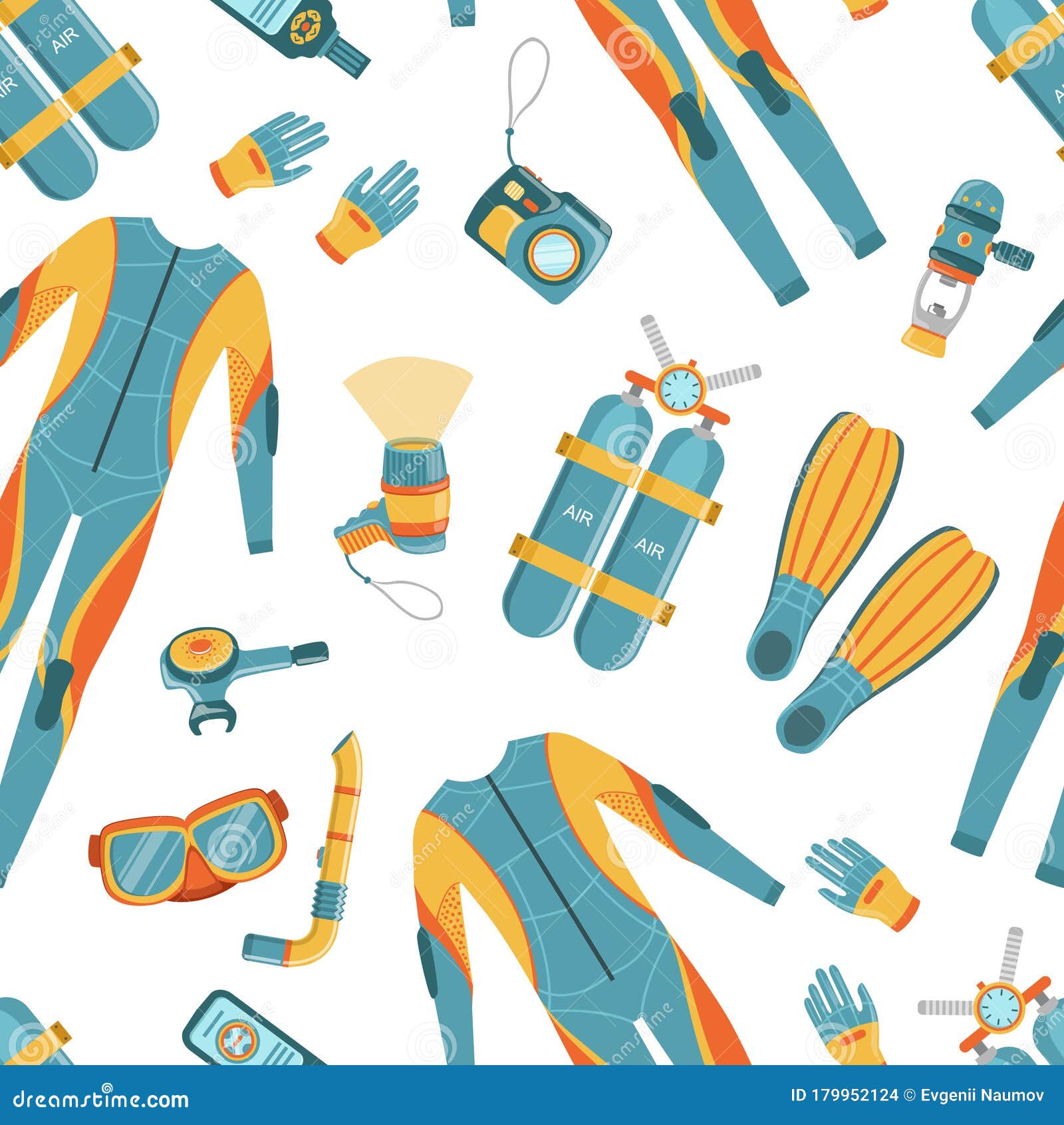 Scuba Diving Seamless Pattern, Design Element Can Be Used Fabric