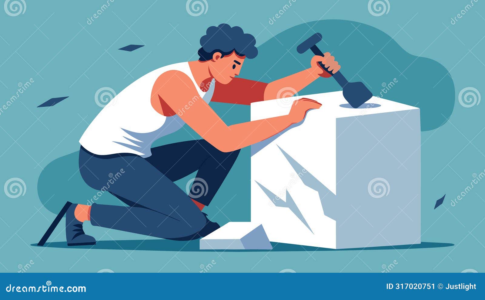 A Sculptor Chiseling Away at Marble with Skill and Precision Guided by the Stoic Principle of