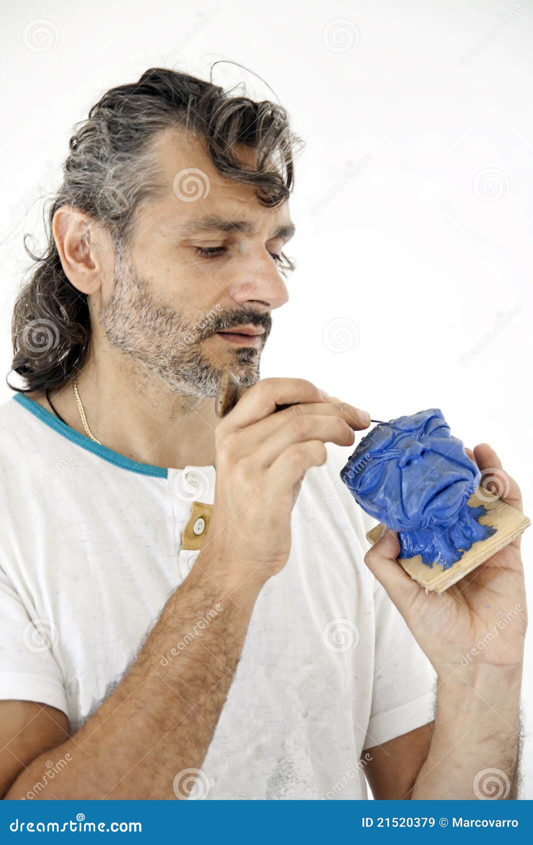 Sculptor working with clay stock image. Image of sculpture 21520379