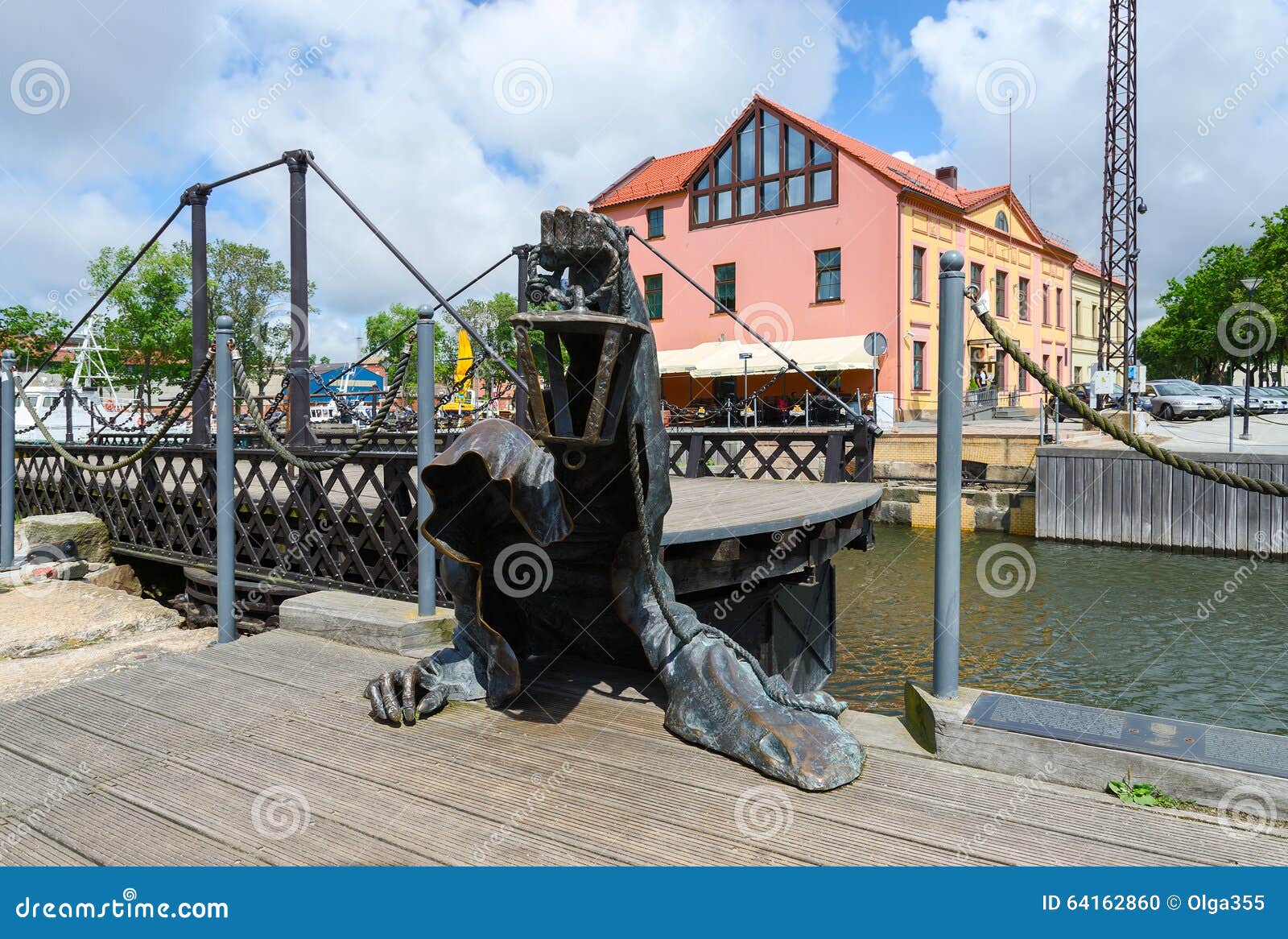 Sculpture Black Ghost Near Wrought Swing Bridge in Klaipeda Editorial ...