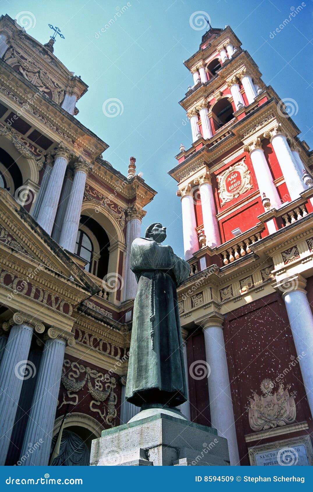 sculpture and church,salta,argentina