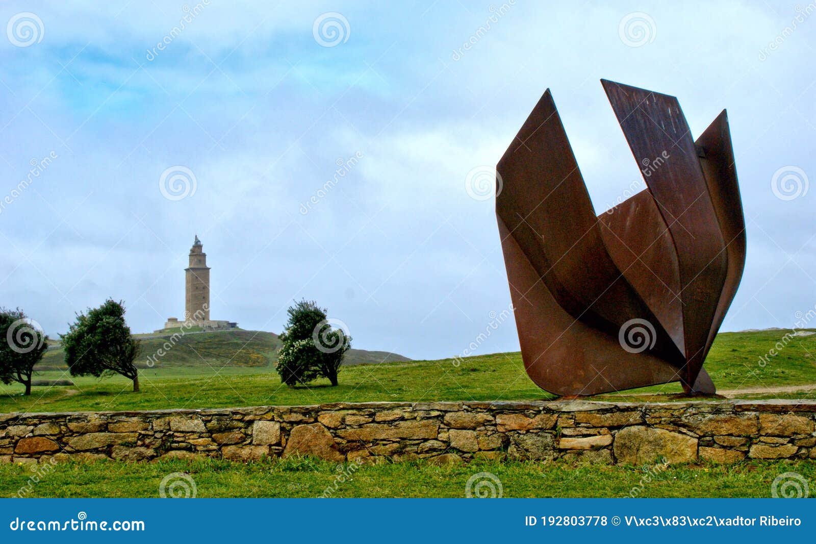 copa del sol in sculpture park of the tower of hercules in a coruna