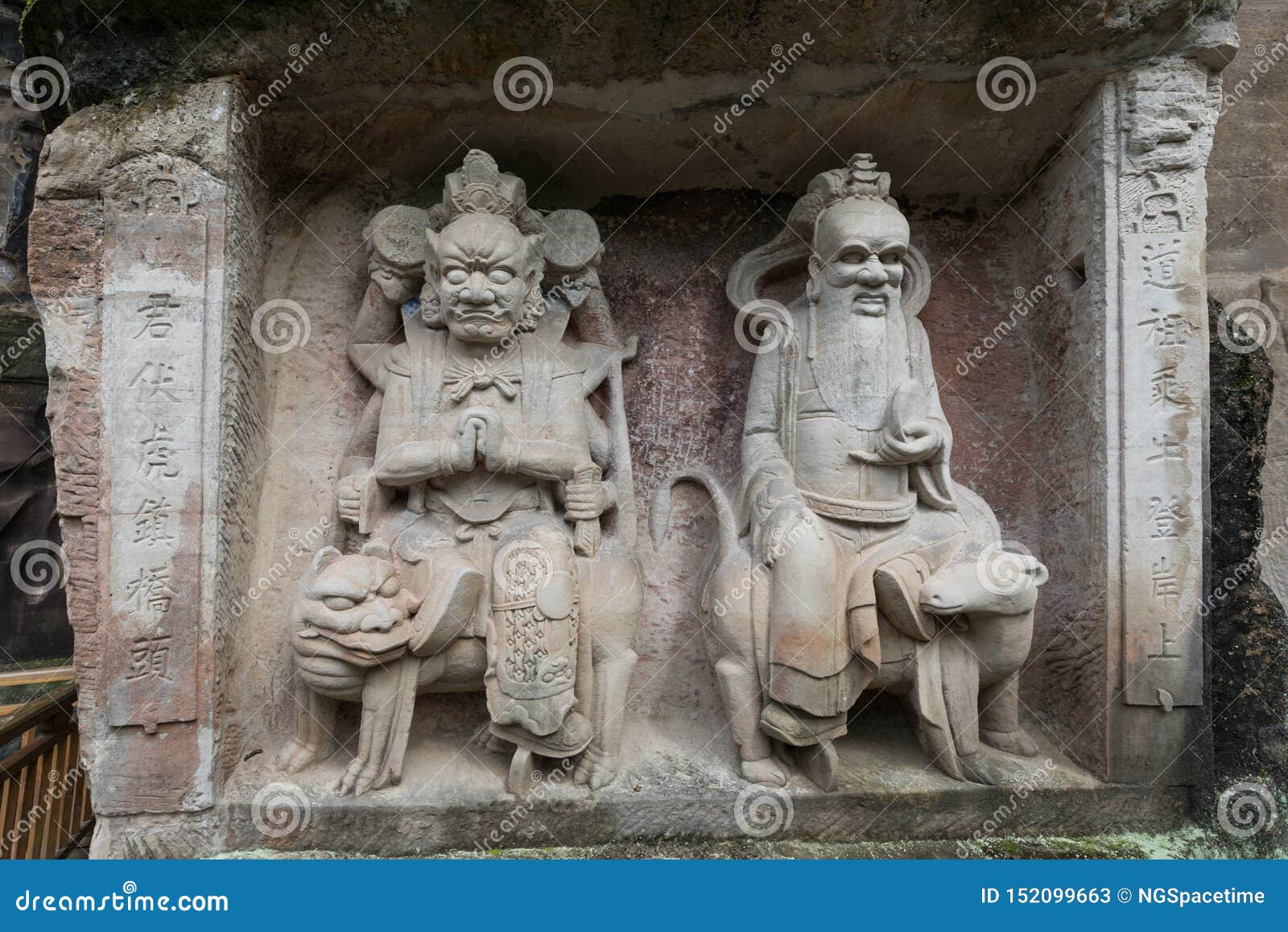 taoist reliefs of laozi or supreme lord and mountain god