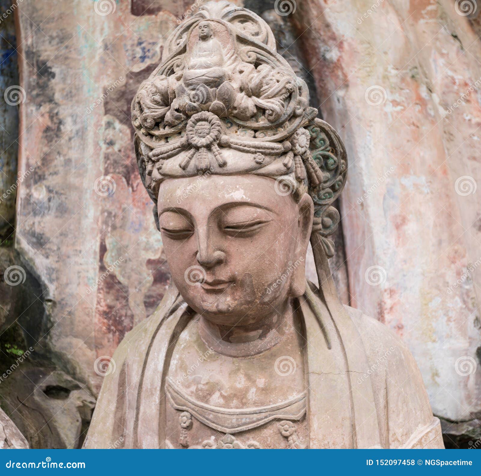 Statue of Disciple or Follower with Head-ware of Beautiful Pattern ...