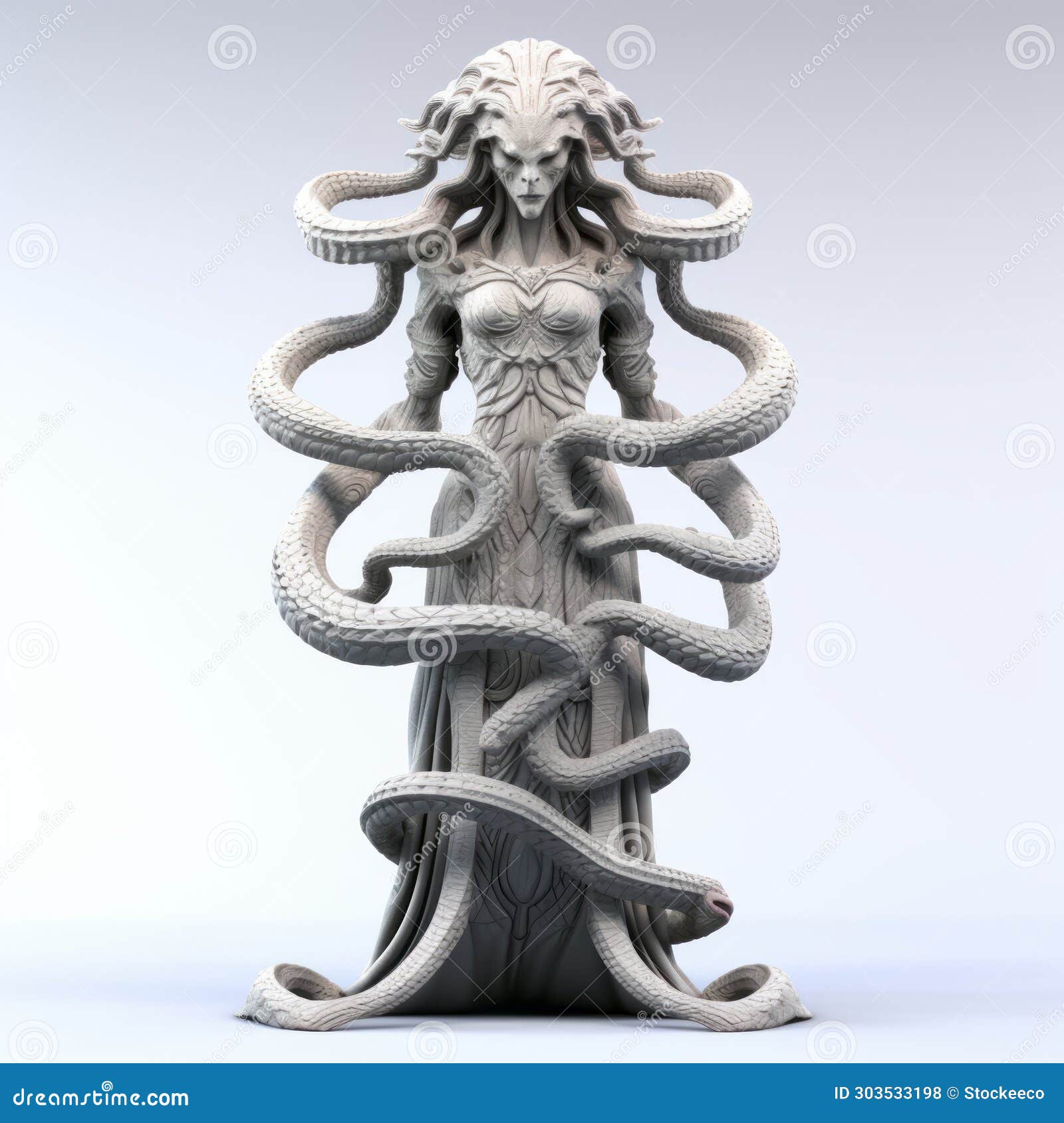 3d printed gorgon statue with mystic ism and twisted branches