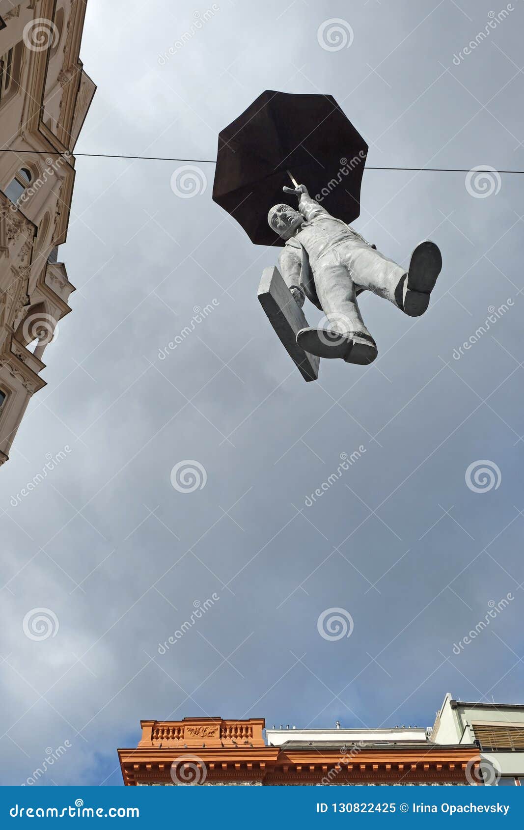 Sculpture of the Hanging Man Under the Umbrella Editorial Image Image