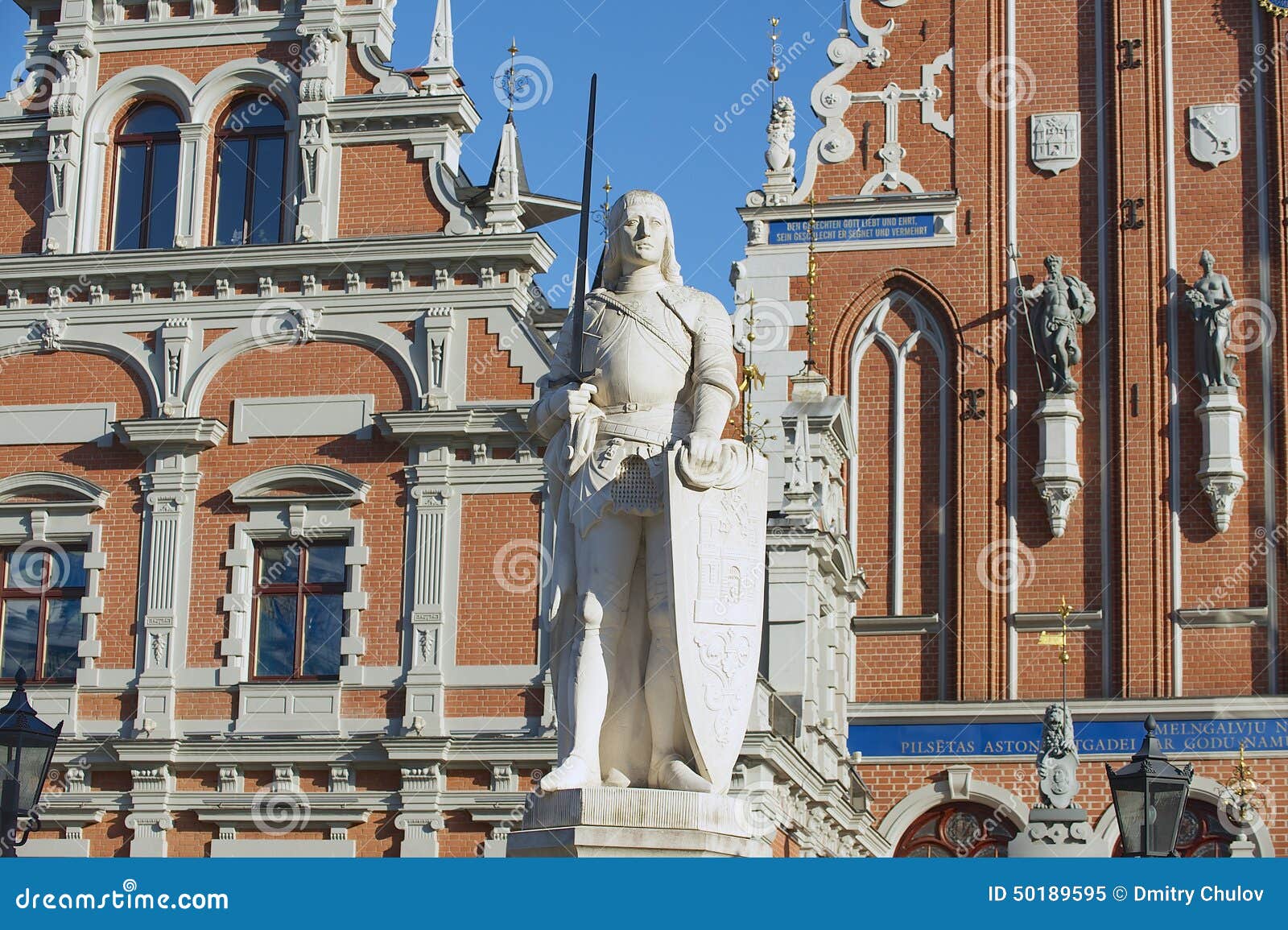 Sculpture of Roland at the Town Hall Square in Riga, Latvia. Stock
