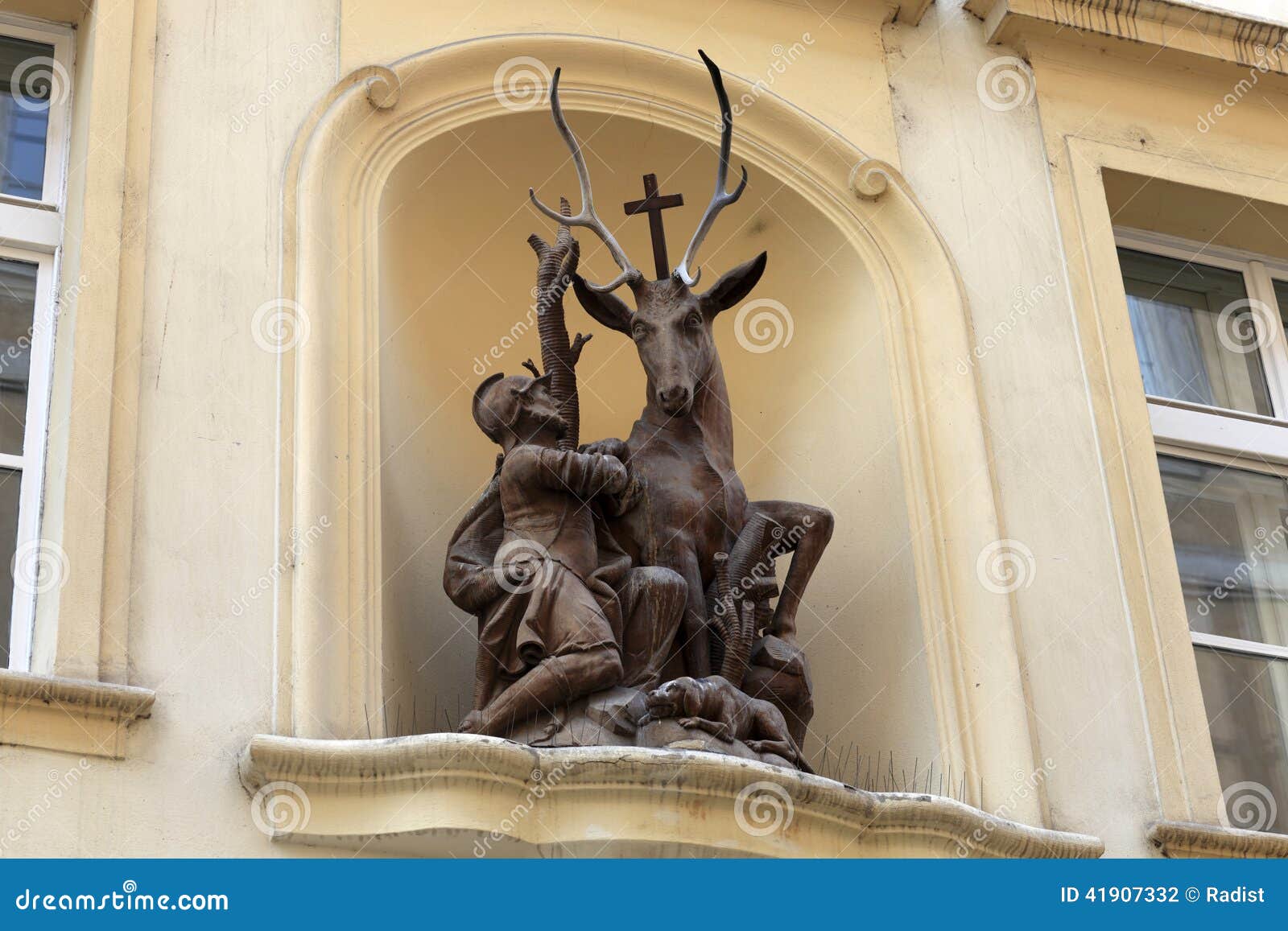 Sculpture of Saint Hubert with a Deer Stock Photo Image of history