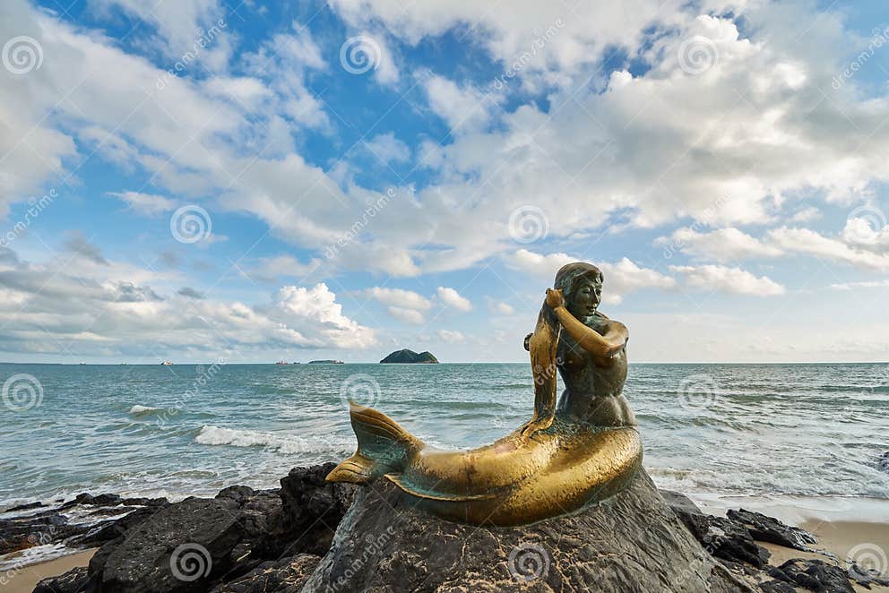 Songkhla Golden Mermaid Stock Photo Image Of Blue Beauty 161249190