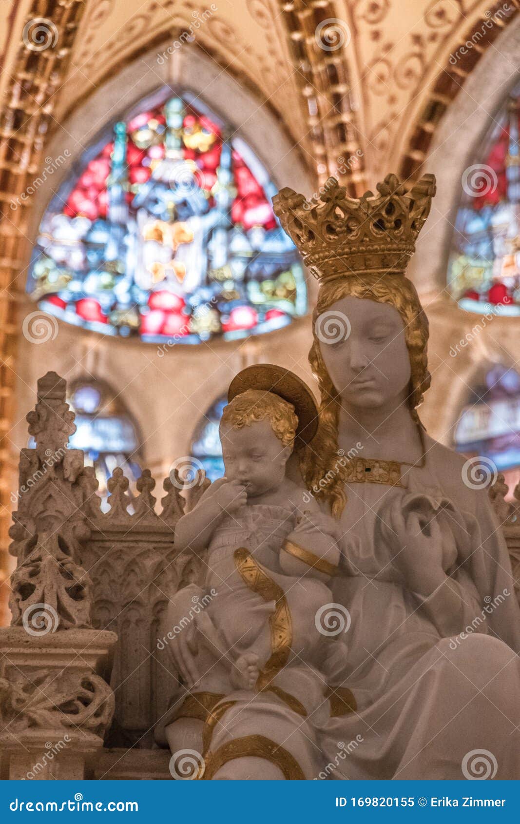 sculpture of the virgin the child