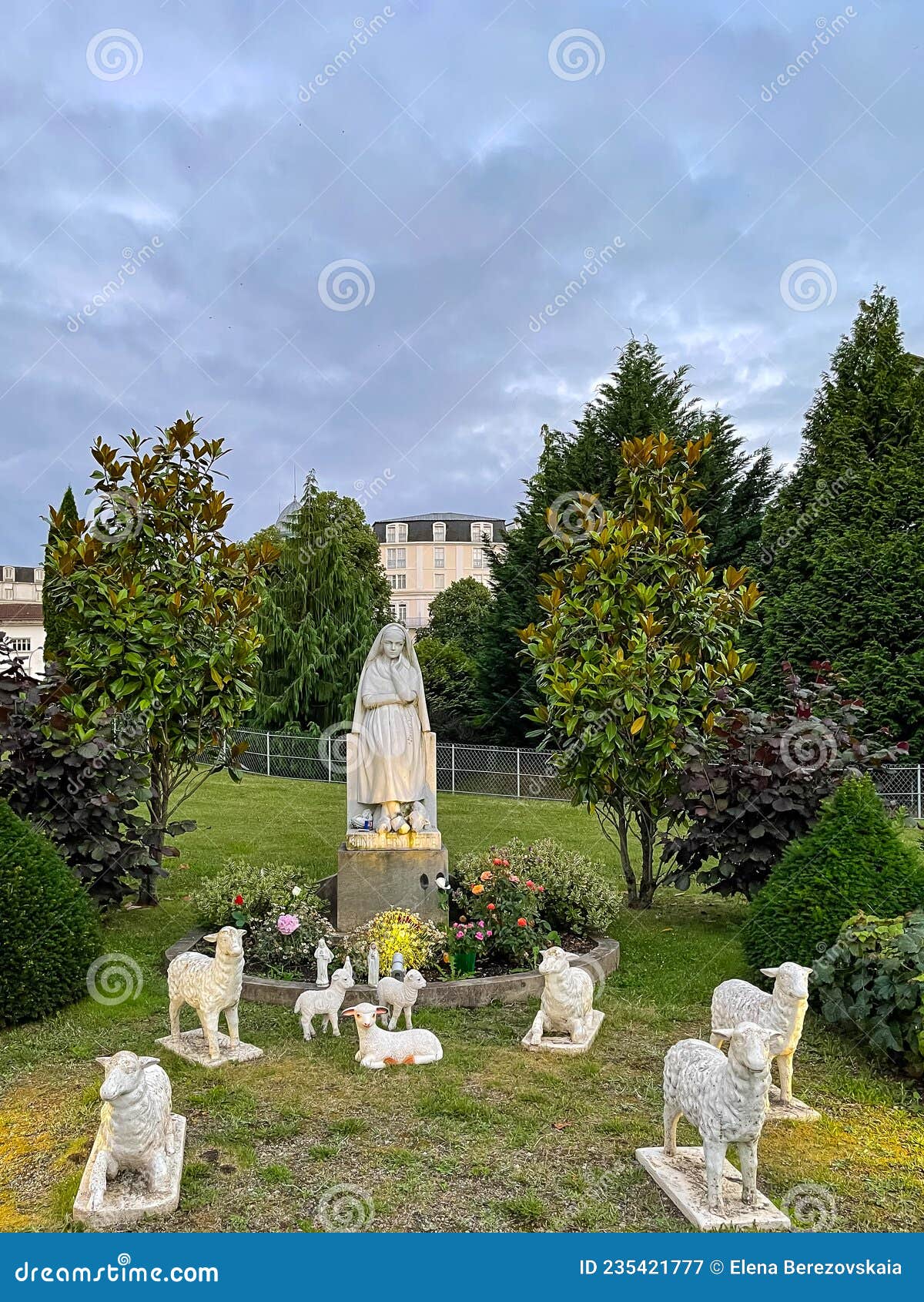 Sculpture of the Virgin Mary and Lambs in Lourdes Editorial Photography ...