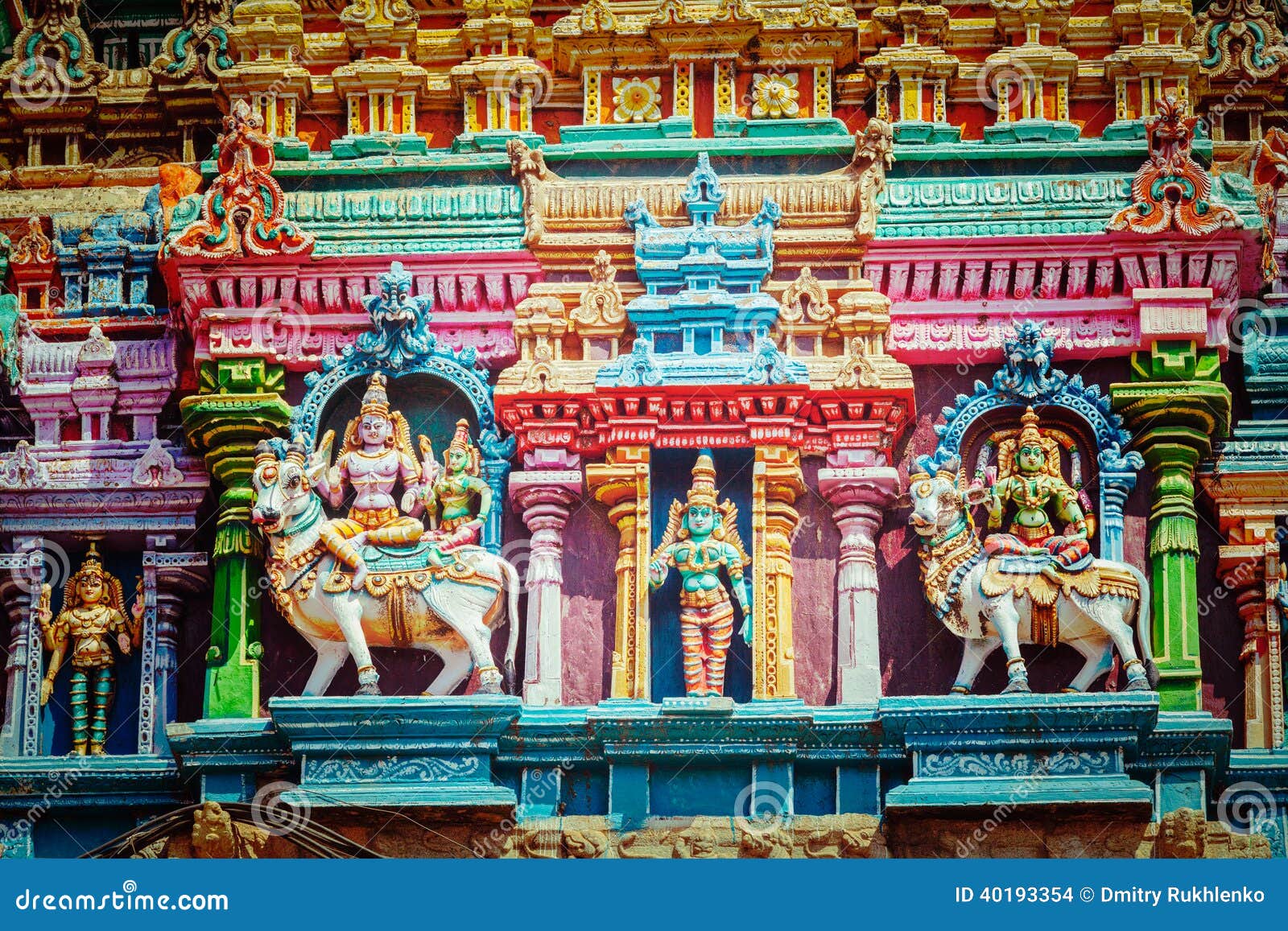 sculptures on hindu temple tower