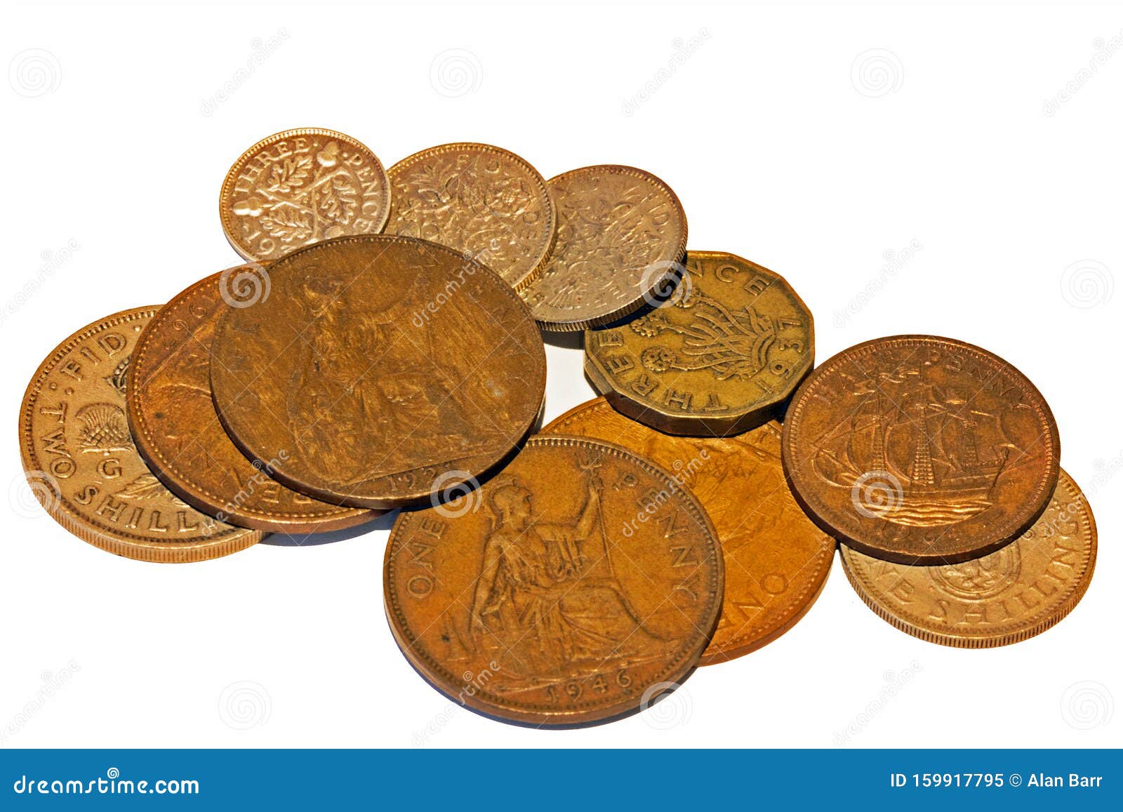 Sd英镑：英镑、先令和便士库存图片. 图片包括有货币, 财务, 种类, 弗罗林, 三便士, 硬币- 159917795