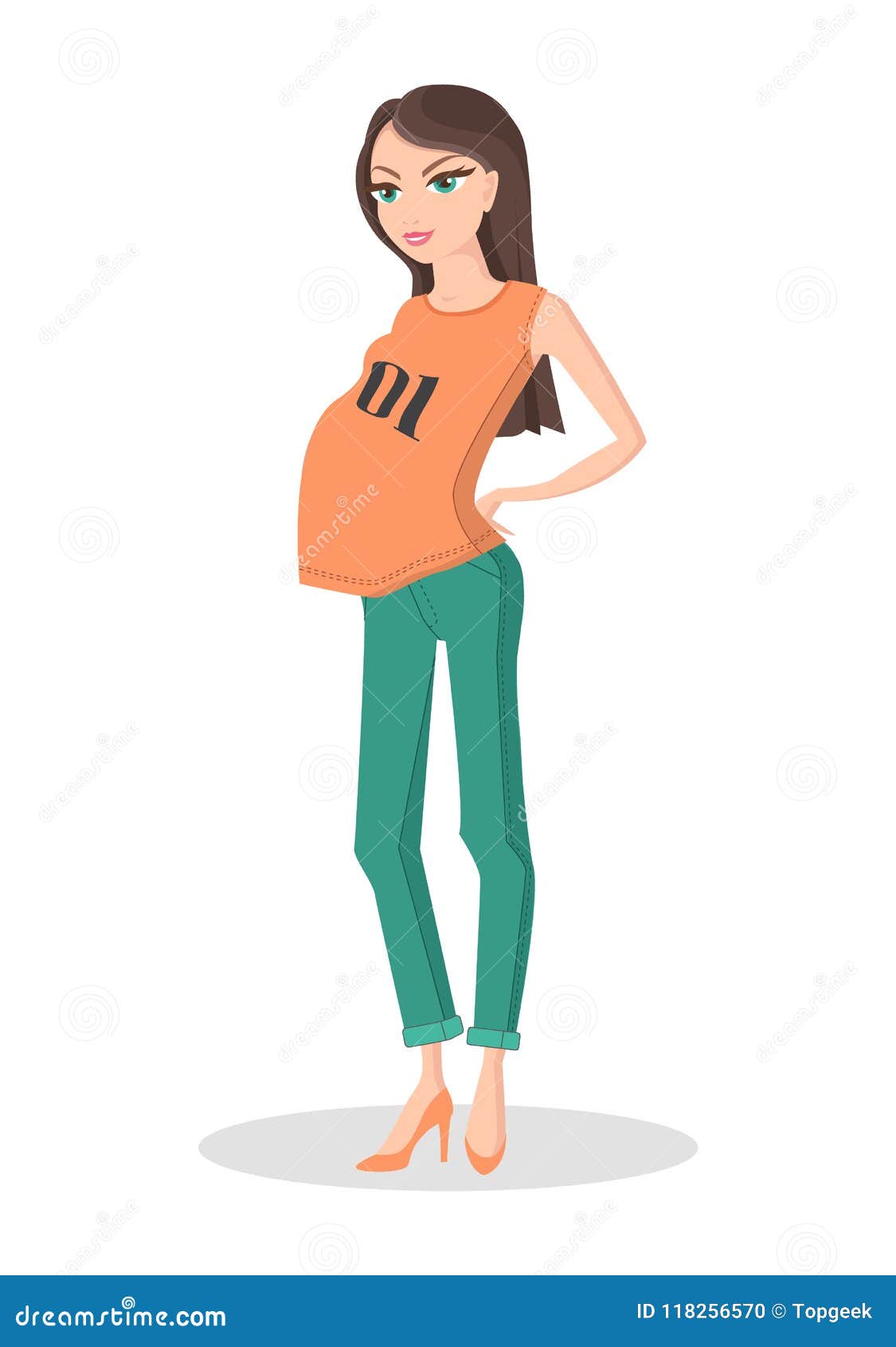 Señora Bonita En La Ropa Casual Del Color Para El Embarazo Ilustración del  Vector - Ilustración de manera, lindo: 118256570