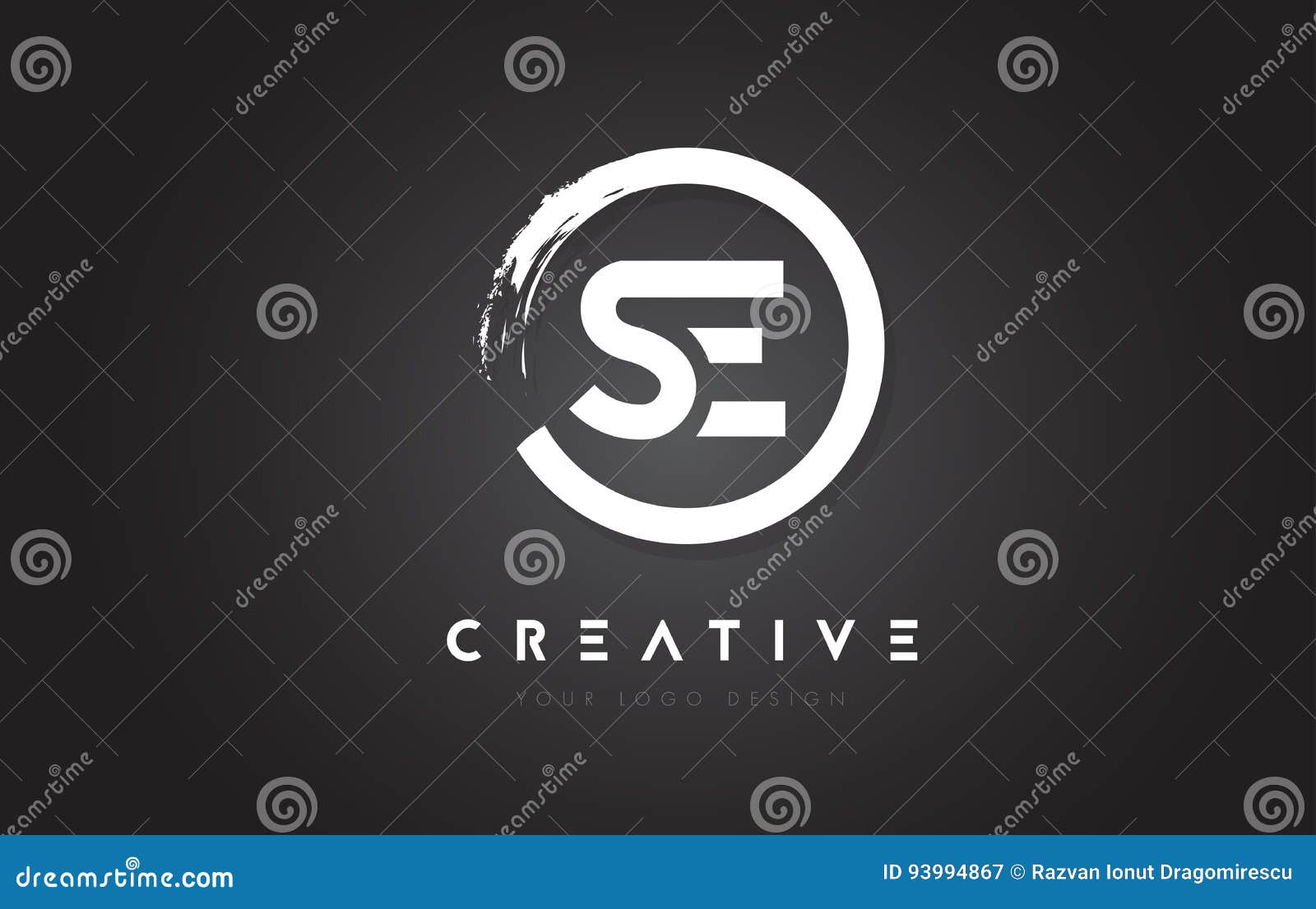 se circular letter logo with circle brush  and black background.