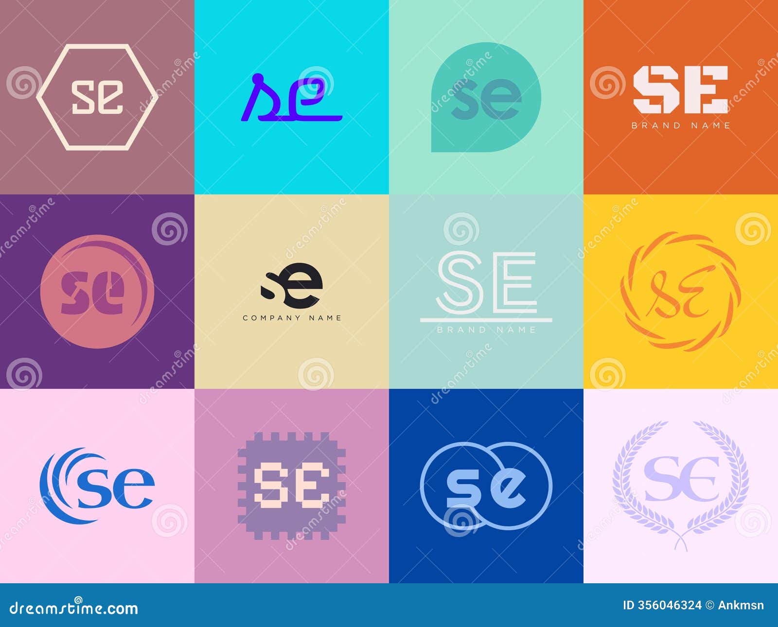 se logo company template. letter s and e logotype. set different classic serif lettering and modern bold text with  s