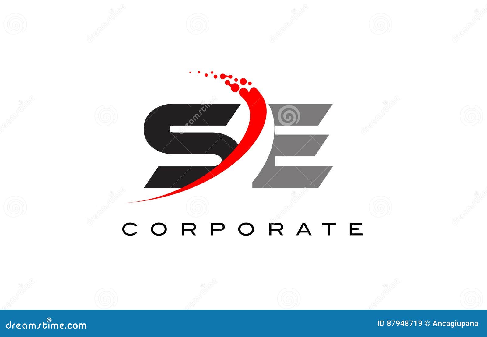 se modern letter logo  with swoosh