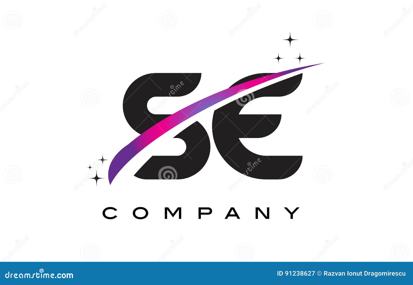 se s e black letter logo  with purple magenta swoosh