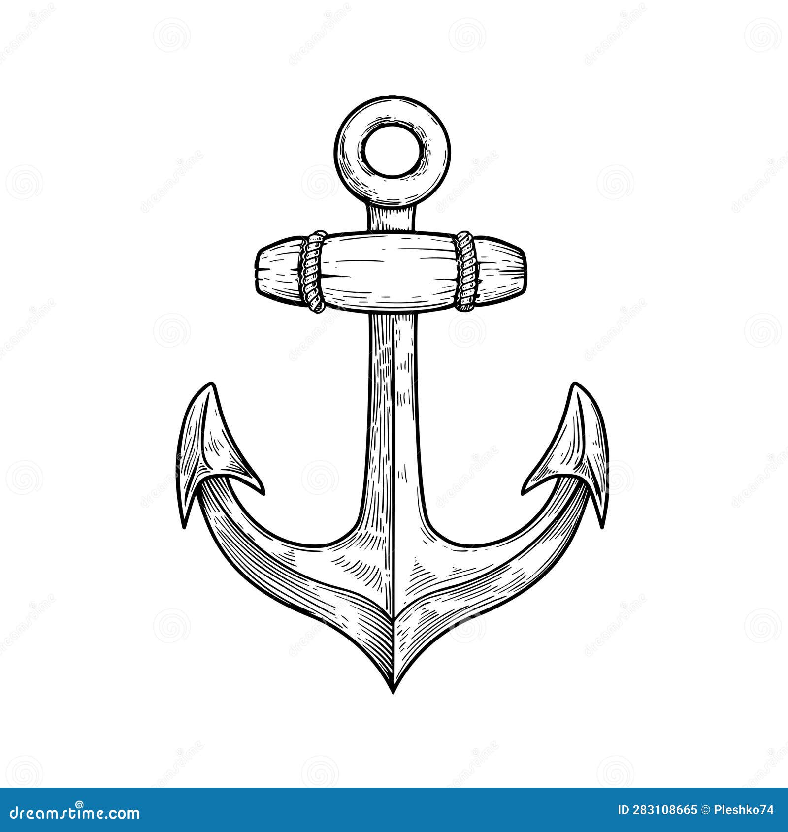 Sea Anchor. Ship Equipment in Sketch Hand Drawn Style. Best for Tattoo ...