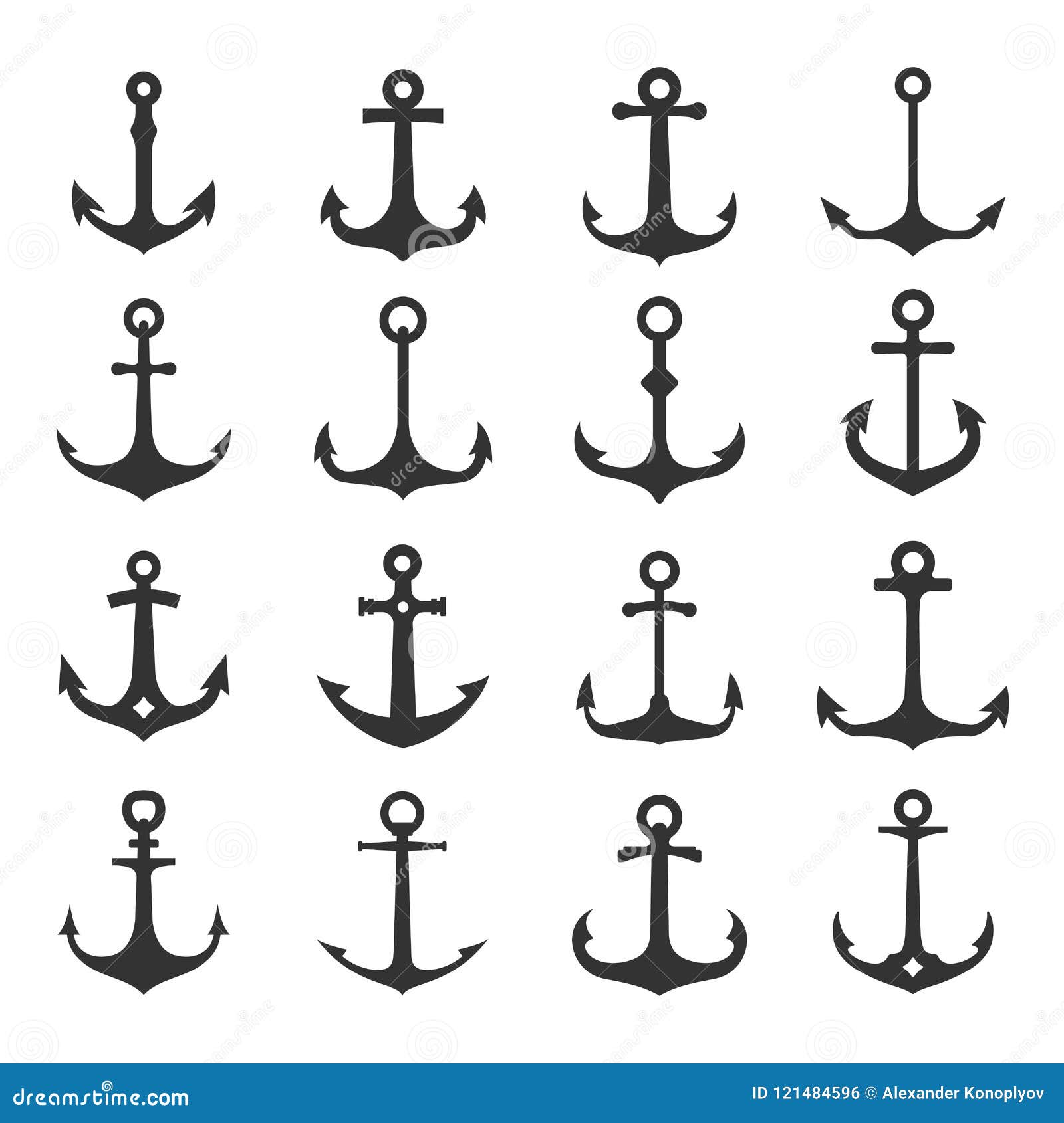 Sea anchors icon set stock vector. Illustration of heavy - 121484596