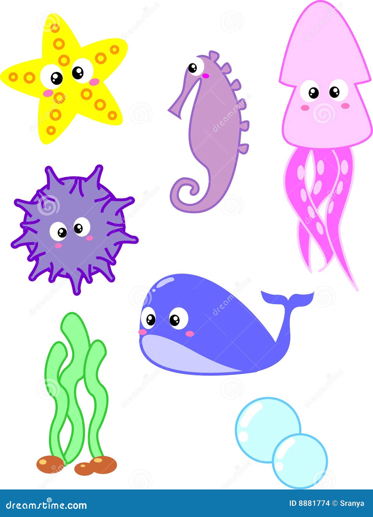 Sea animals stock illustration. Illustration of unserwater - 8881774