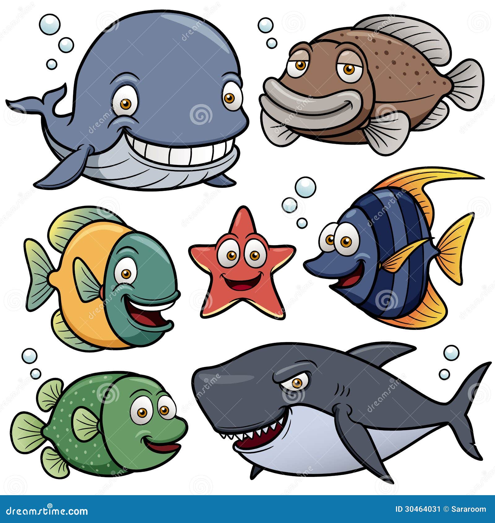 Sea Animals Collection stock vector. Illustration of starfish - 30464031