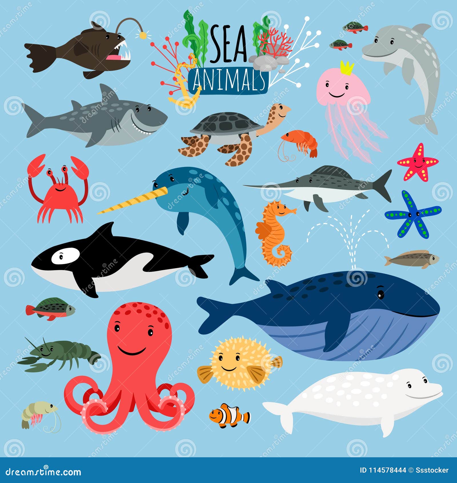 Ocean Animal Stock Illustrations – 246,359 Ocean Animal Stock  Illustrations, Vectors & Clipart - Dreamstime