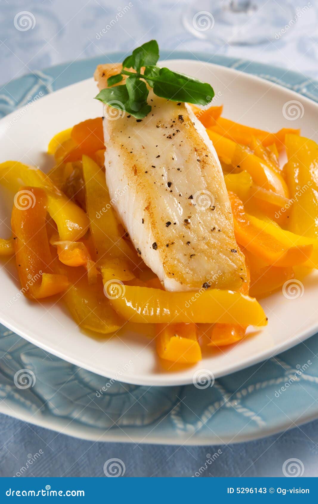 Sea bass with pepper stock image. Image of seared, prepared - 5296143