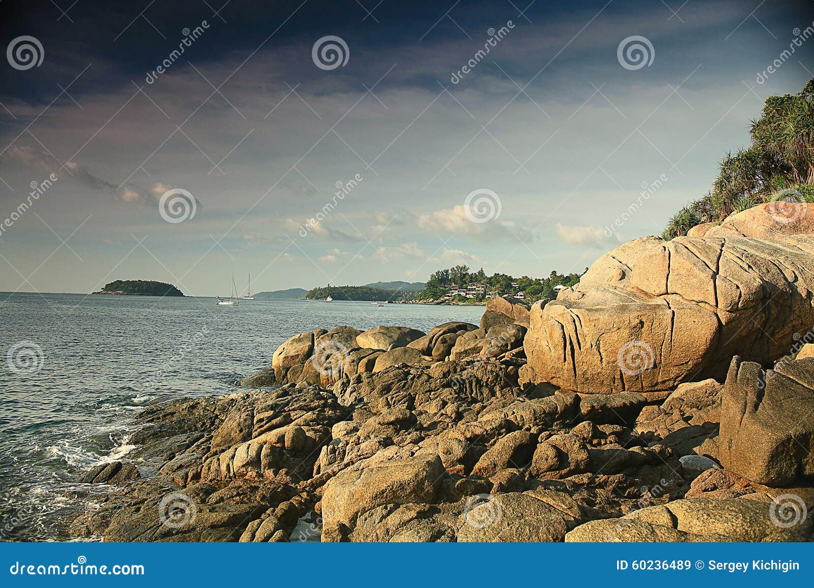 Sea Bay With Rocky Shore Stock Image Image Of People 60236489