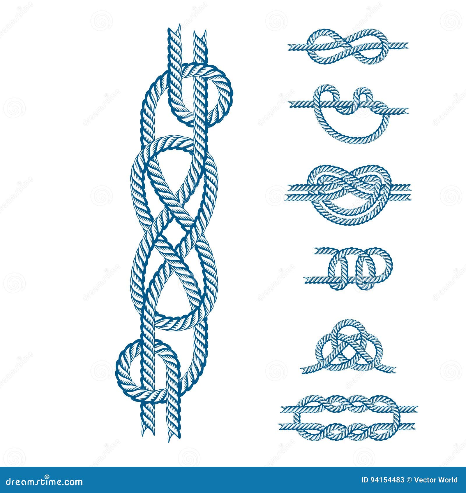 Sea Boat Rope Knots Vector Illustration Isolated Marine Navy Cable Natural  Tackle Sign Stock Vector - Illustration of cord, hold: 94154483