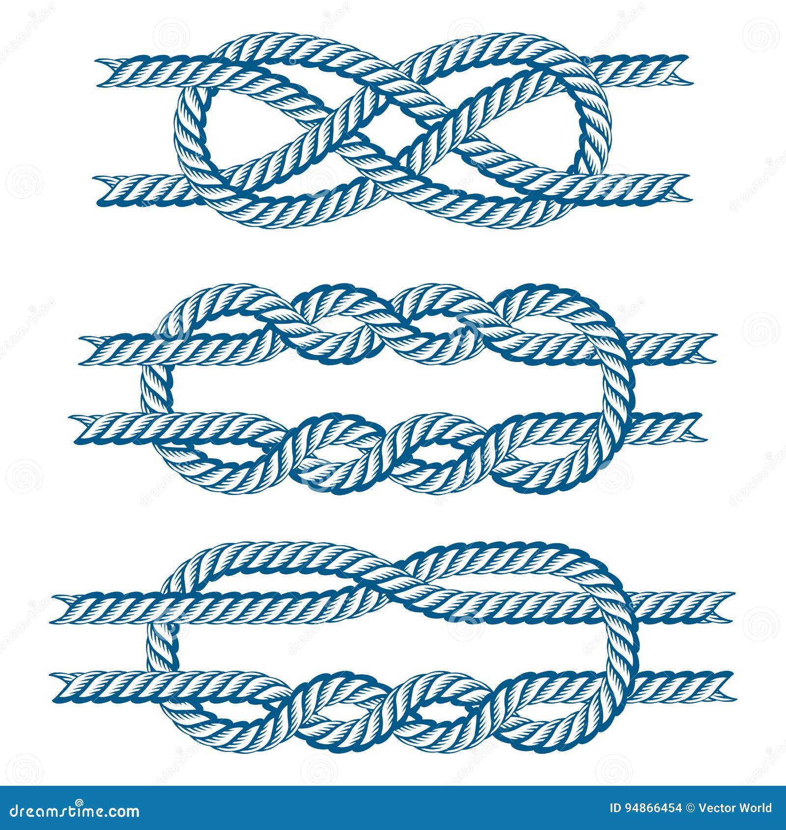 Sea Boat Rope Knots Vector Illustration Isolated Marine Navy Cable