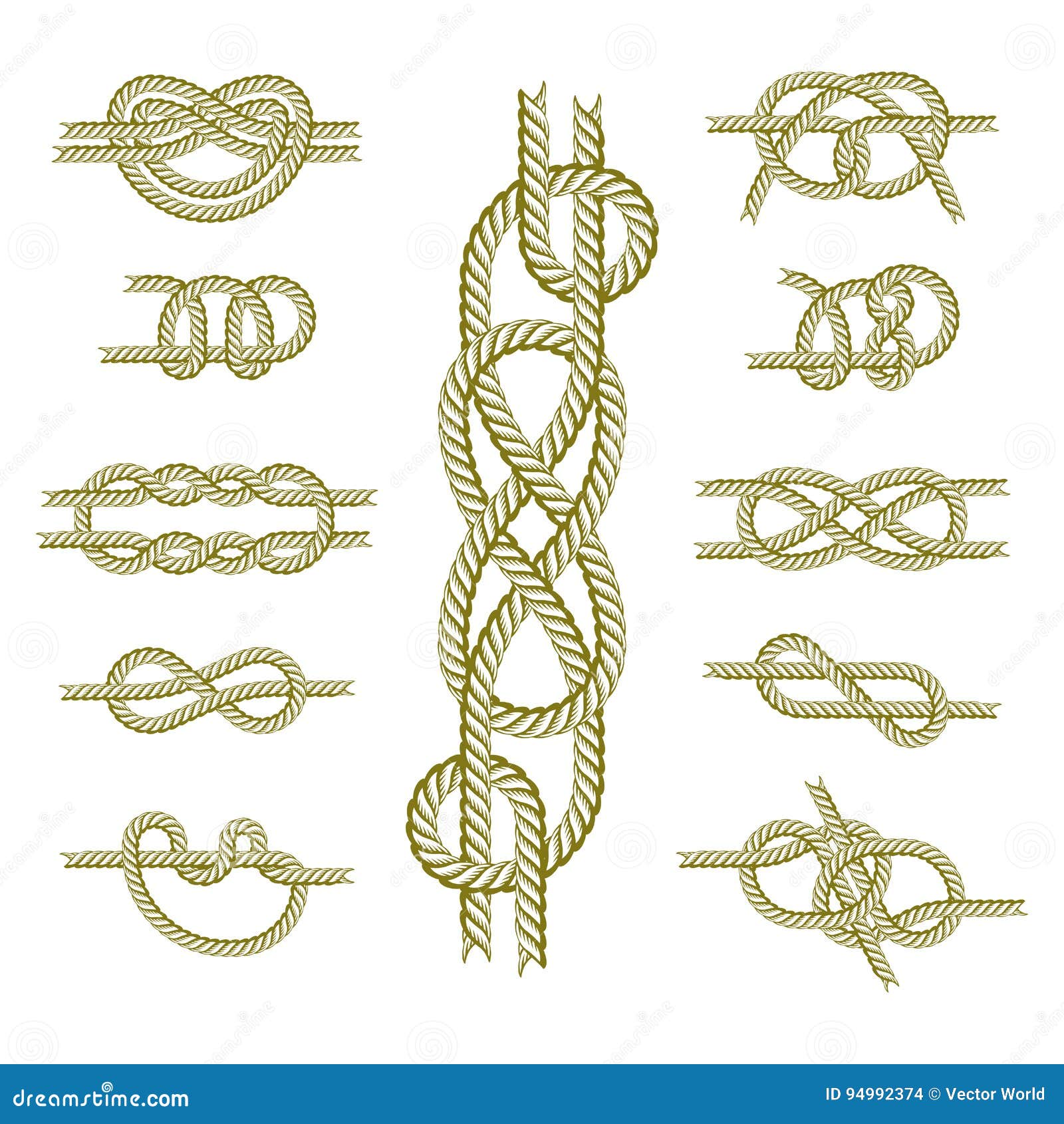 Sea Boat Rope Knots Vector Illustration Isolated Marine Navy Cable Natural  Tackle Sign Stock Vector - Illustration of hold, cord: 94992374