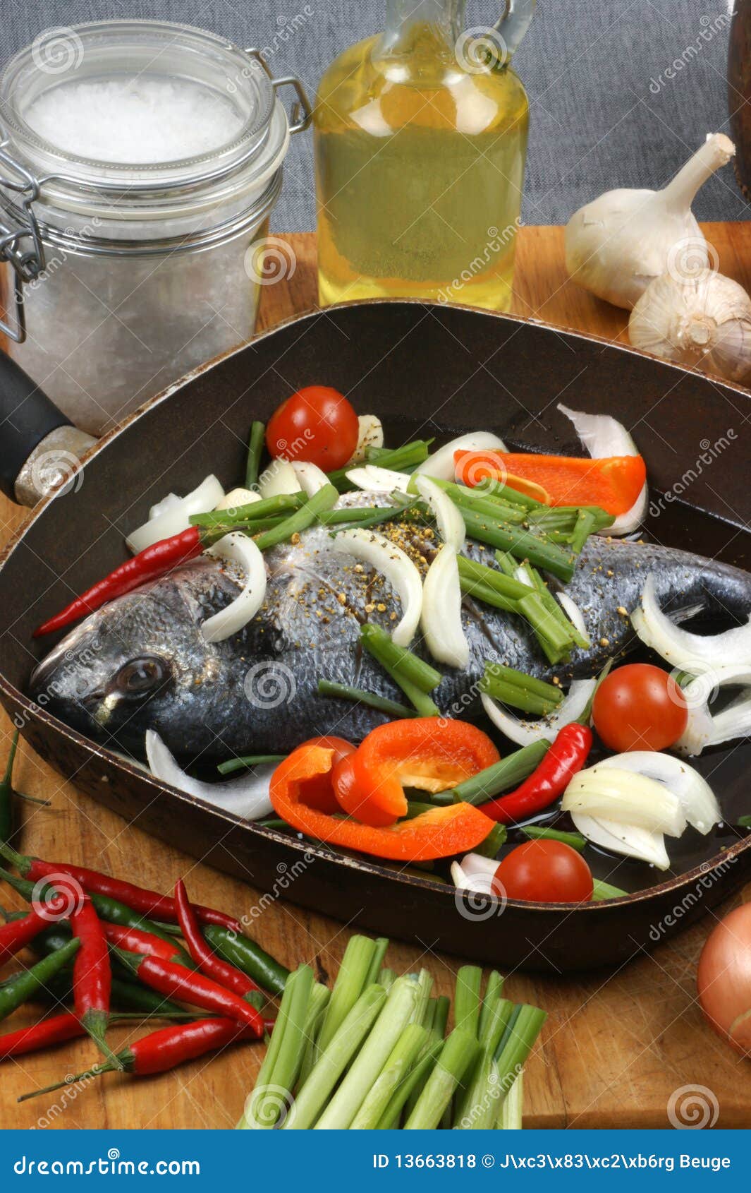 Sea Bream from Greece with Vegetable Stock Photo Image of animal