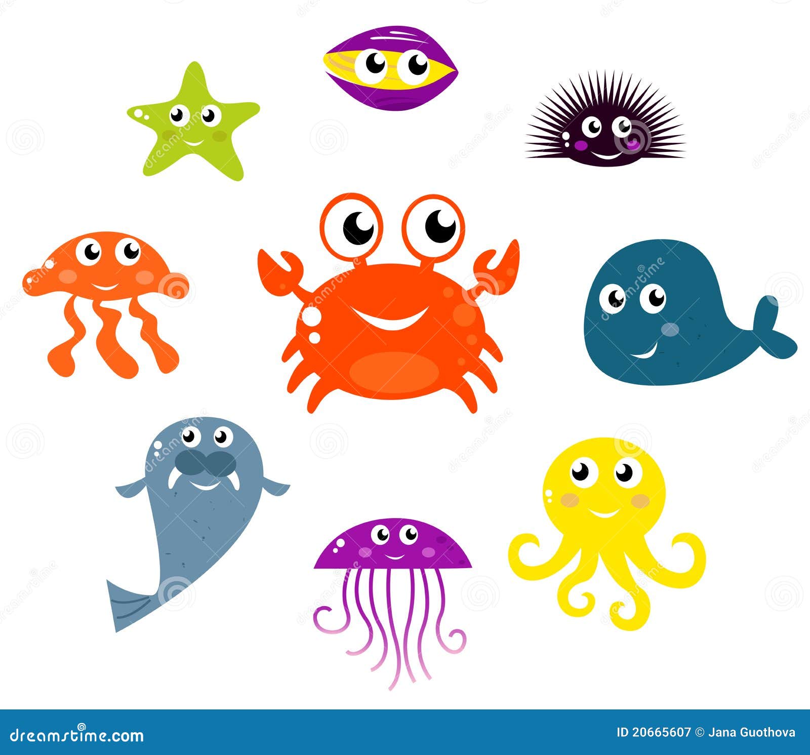 sea creatures and animals icons.