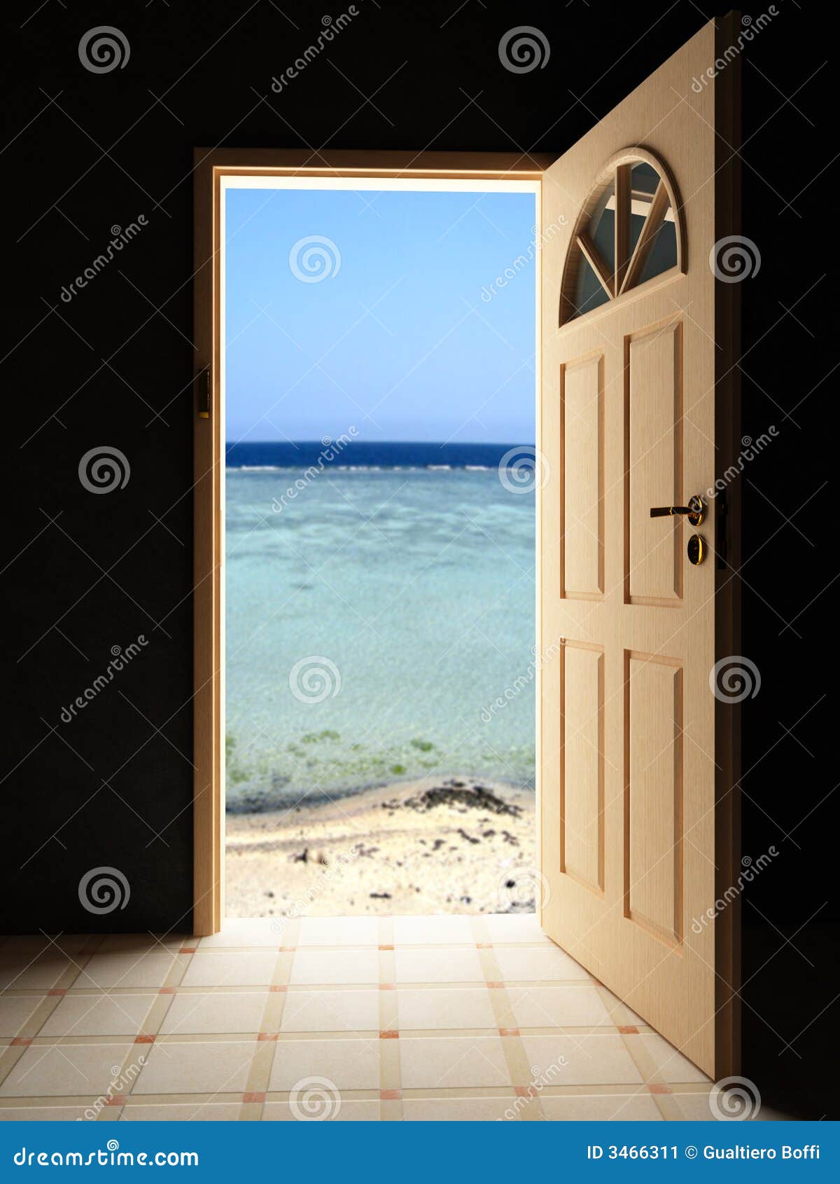 Sea door stock image. Image of floor, blue, brown, freedom - 3466311