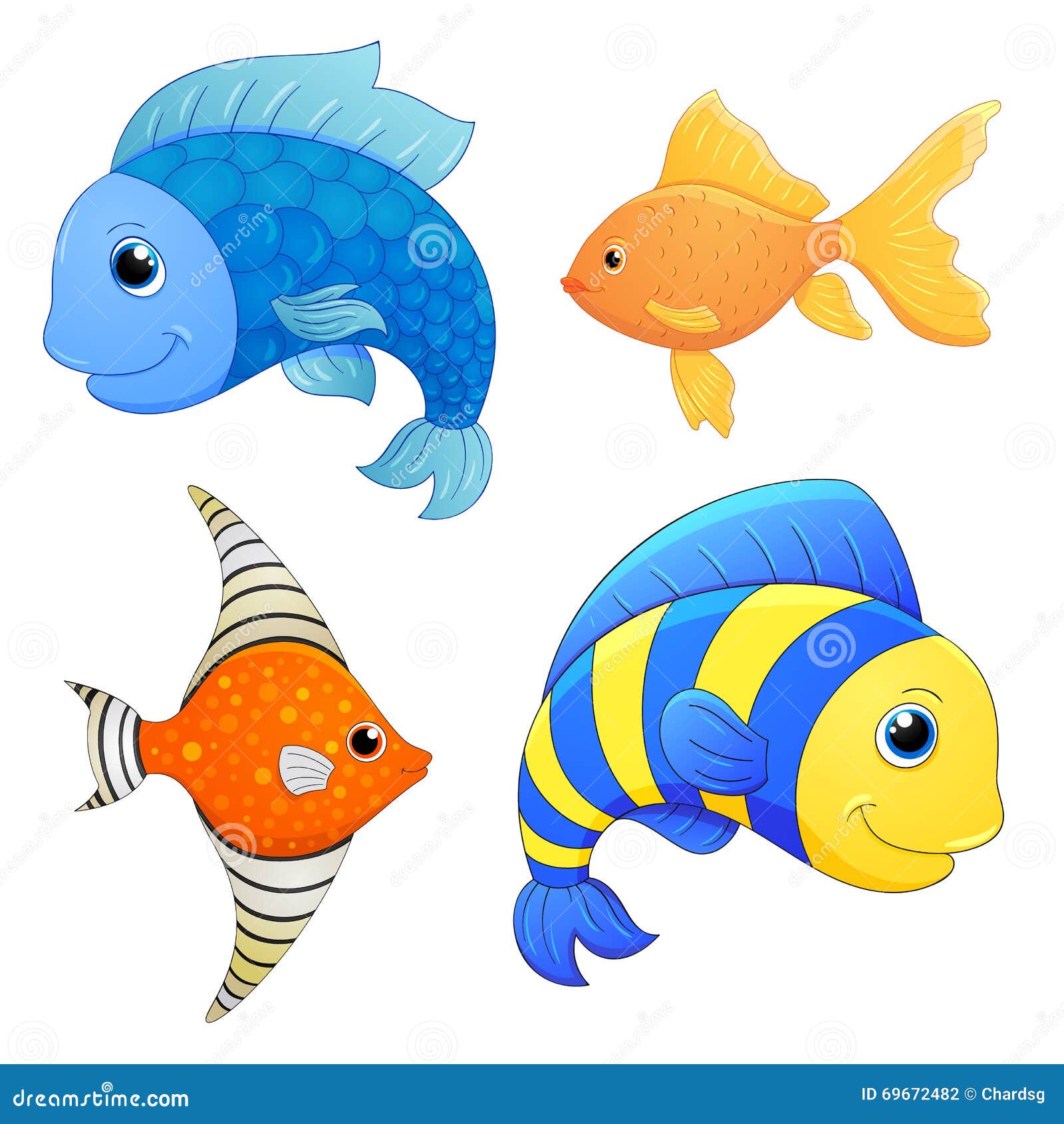 Sea Fishes Set. Vector Fish. Cartoon Cute Character. Cartoon Fish. Hand  Draw Illustration. Fish Isolated. Animals Set. Cute Fish. Illustration  69672482 - Megapixl